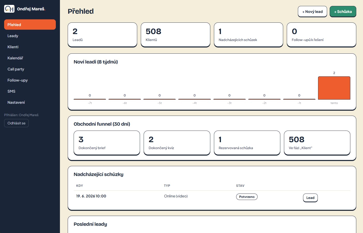Ondřej Mareš – administrace pro leady